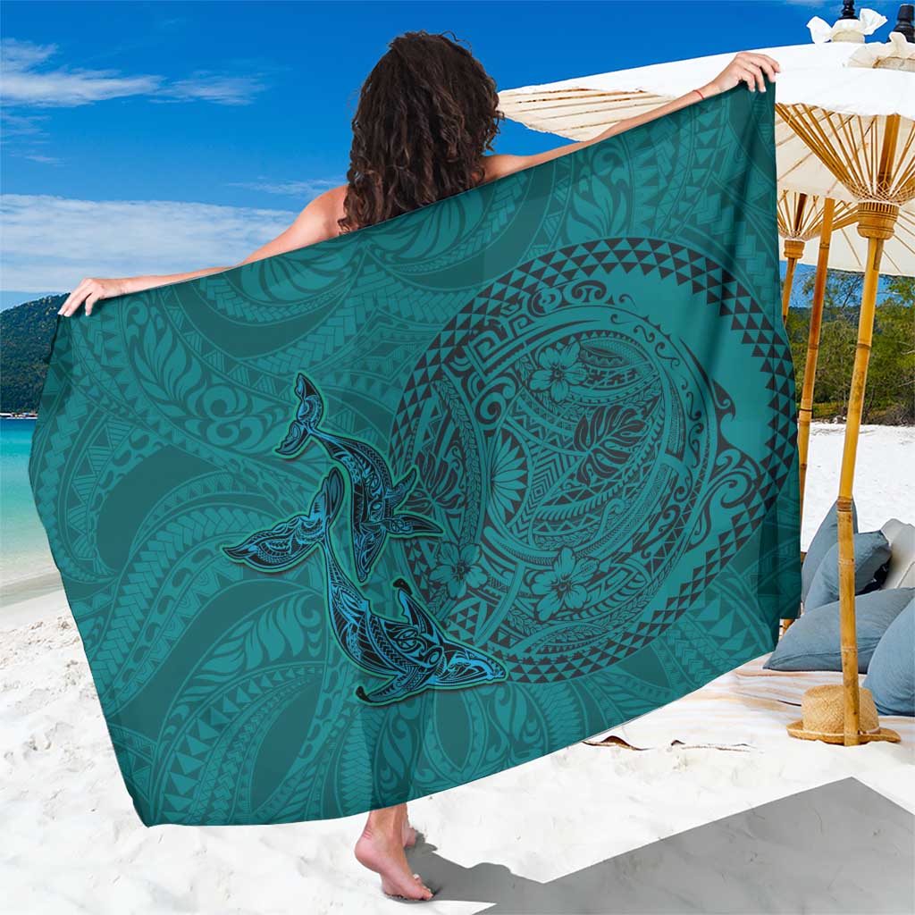Hawaiian Whales Polynesian Art Motifs Sarong Turquoise Color LT03 One Size 44 x 66 inches Turquoise - Polynesian Pride