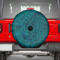 Hawaiian Whales Polynesian Art Motifs Spare Tire Cover Turquoise Color - Polynesian Pride