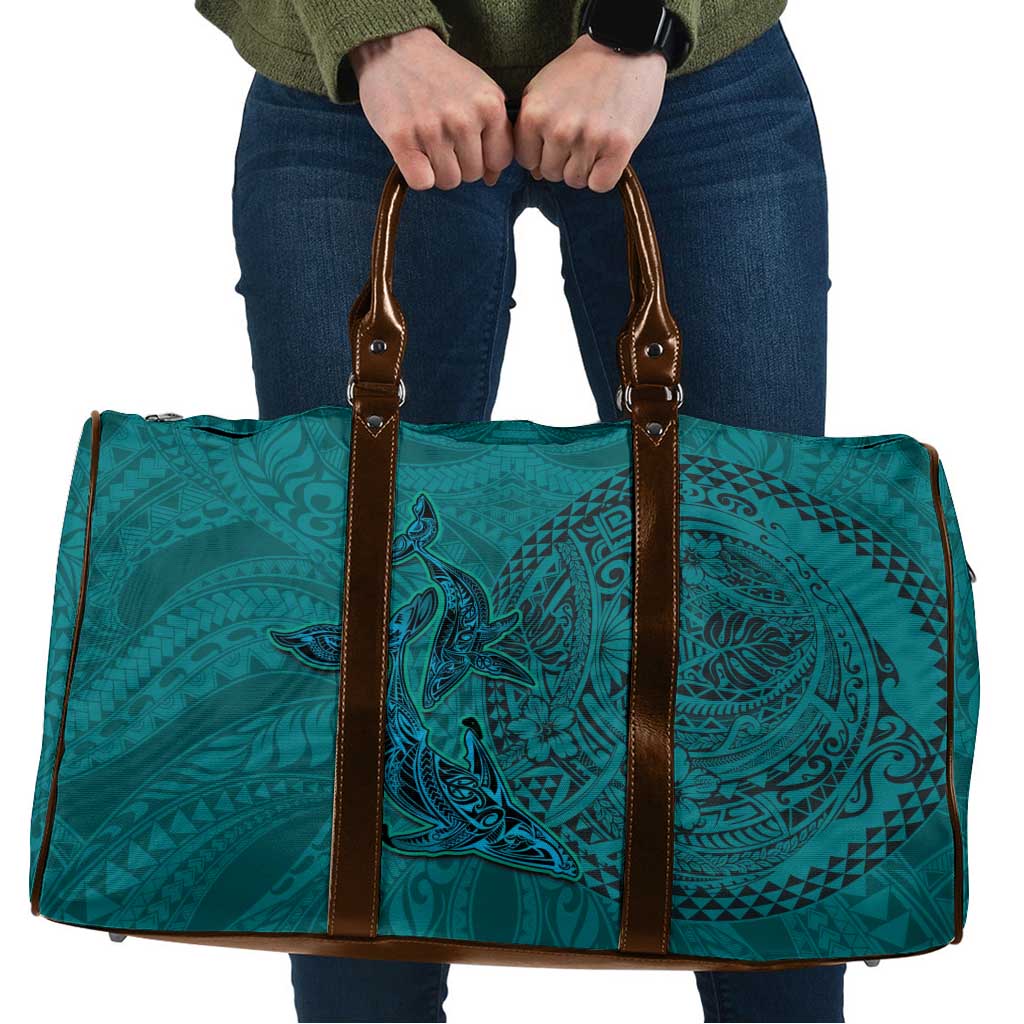 Hawaiian Whales Polynesian Art Motifs Travel Bag Turquoise Color LT03 Turquoise - Polynesian Pride