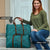 Hawaiian Whales Polynesian Art Motifs Travel Bag Turquoise Color - Polynesian Pride