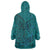 Hawaiian Whales Polynesian Art Motifs Wearable Blanket Hoodie Turquoise Color - Polynesian Pride