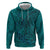 Hawaiian Whales Polynesian Art Motifs Zip Hoodie Turquoise Color - Polynesian Pride
