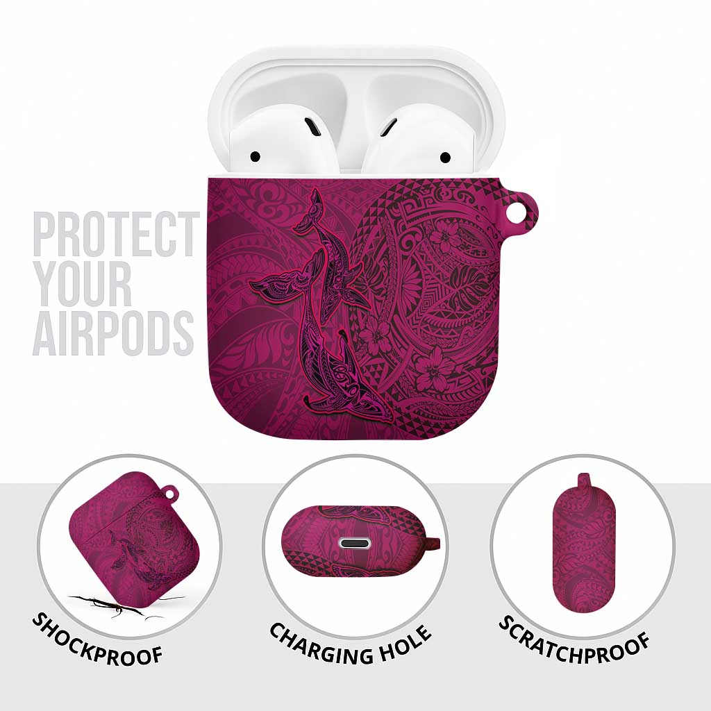 Hawaiian Whales Polynesian Art Motifs AirPods Case Pink Color - Polynesian Pride