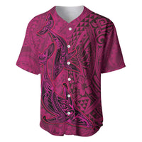 Hawaiian Whales Polynesian Art Motifs Baseball Jersey Pink Color - Polynesian Pride