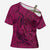 Hawaiian Whales Polynesian Art Motifs Cross Shoulder Shirt Pink Color - Polynesian Pride