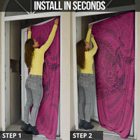 Hawaiian Whales Polynesian Art Motifs Door Cover Pink Color - Polynesian Pride