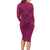 Hawaiian Whales Polynesian Art Motifs Family Matching Long Sleeve Bodycon Dress and Hawaiian Shirt Pink Color - Polynesian Pride