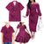 Hawaiian Whales Polynesian Art Motifs Family Matching Off The Shoulder Long Sleeve Dress and Hawaiian Shirt Pink Color - Polynesian Pride