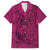 Hawaiian Whales Polynesian Art Motifs Family Matching Off The Shoulder Long Sleeve Dress and Hawaiian Shirt Pink Color - Polynesian Pride