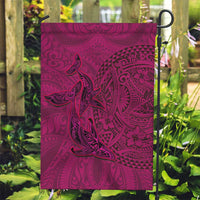 Hawaiian Whales Polynesian Art Motifs Garden Flag Pink Color - Polynesian Pride