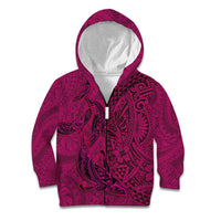 Hawaiian Whales Polynesian Art Motifs Kid Hoodie Pink Color - Polynesian Pride