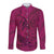Hawaiian Whales Polynesian Art Motifs Long Sleeve Button Shirt Pink Color - Polynesian Pride