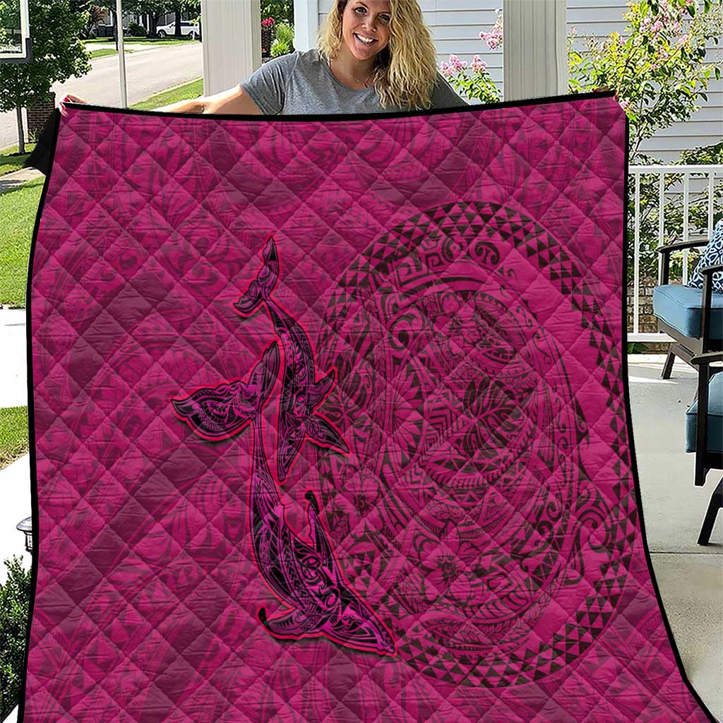 Hawaiian Whales Polynesian Art Motifs Quilt Pink Color LT03 Pink - Polynesian Pride