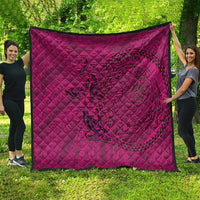 Hawaiian Whales Polynesian Art Motifs Quilt Pink Color - Polynesian Pride