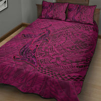 Hawaiian Whales Polynesian Art Motifs Quilt Bed Set Pink Color - Polynesian Pride