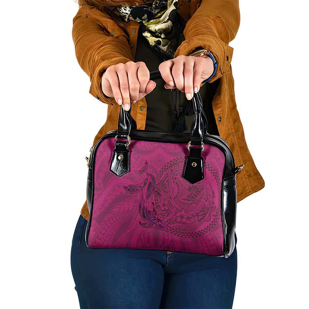 Hawaiian Whales Polynesian Art Motifs Shoulder Handbag Pink Color LT03 One Size Pink - Polynesian Pride