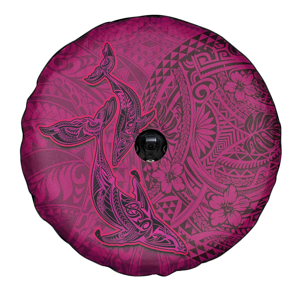 Hawaiian Whales Polynesian Art Motifs Spare Tire Cover Pink Color - Polynesian Pride
