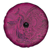 Hawaiian Whales Polynesian Art Motifs Spare Tire Cover Pink Color - Polynesian Pride