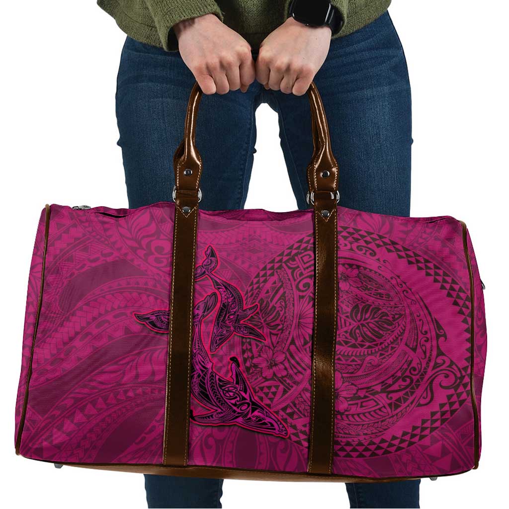 Hawaiian Whales Polynesian Art Motifs Travel Bag Pink Color LT03 Pink - Polynesian Pride