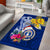 Custom Northern Mariana Islands Christmas Area Rug Funny Santa Hug Latte Stone Ylang-ylang and Polynesia Pattern Blue LT03 - Polynesian Pride