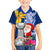 Custom Northern Mariana Islands Christmas Kid Hawaiian Shirt Funny Santa Hug Latte Stone Ylang-ylang and Polynesia Pattern Blue LT03 Kid Blue - Polynesian Pride
