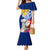 Custom Northern Mariana Islands Christmas Mermaid Dress Funny Santa Hug Latte Stone Ylang-ylang and Polynesia Pattern Blue LT03 Women Blue - Polynesian Pride