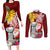 Custom Northern Mariana Islands Christmas Couples Matching Long Sleeve Bodycon Dress and Long Sleeve Button Shirt Funny Santa Hug Latte Stone Ylang-ylang and Polynesia Pattern Red LT03 Red - Polynesian Pride
