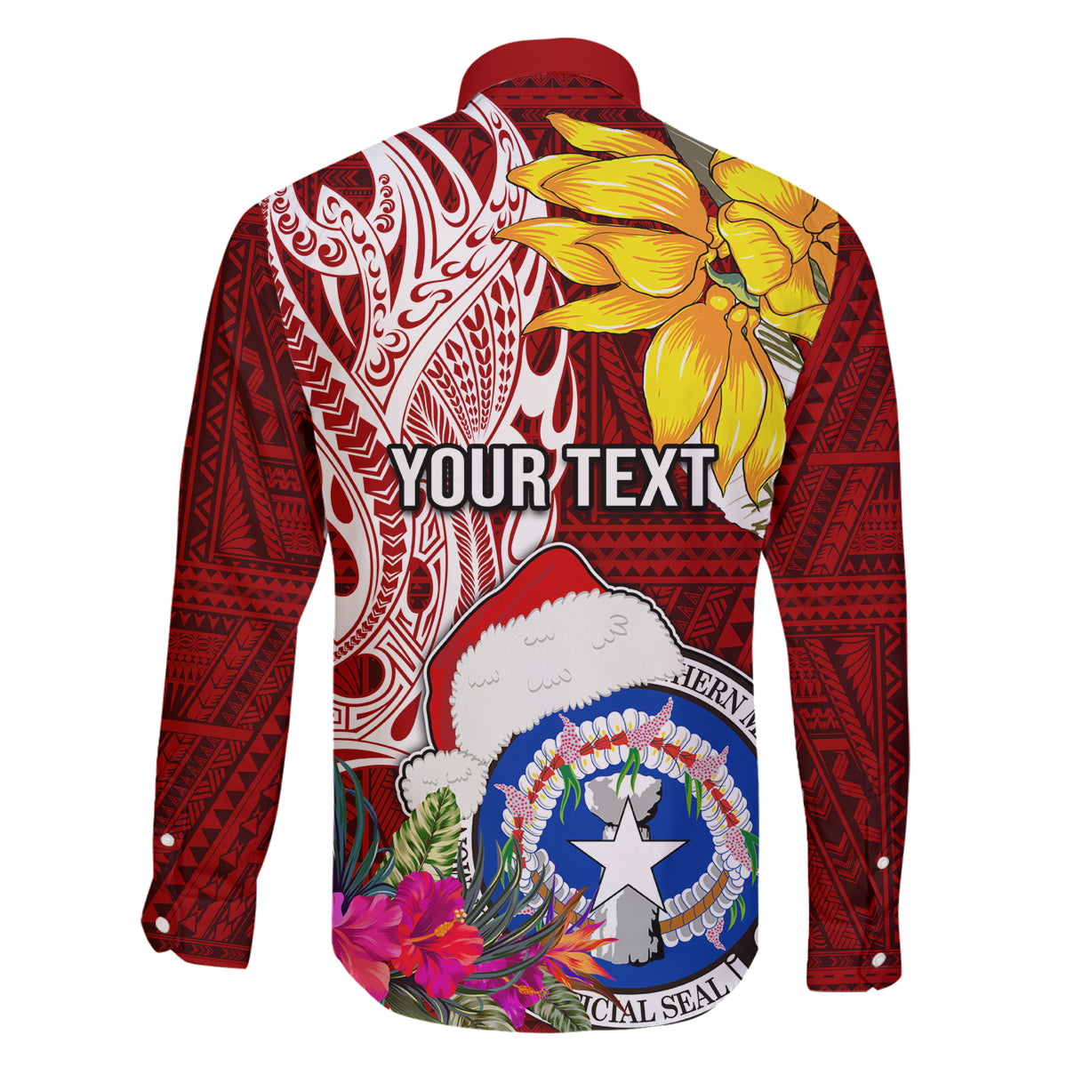 Custom Northern Mariana Islands Christmas Family Matching Summer Maxi Dress and Hawaiian Shirt Funny Santa Hug Latte Stone Ylang-ylang and Polynesia Pattern Red LT03 - Polynesian Pride