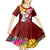 Custom Northern Mariana Islands Christmas Kid Short Sleeve Dress Funny Santa Hug Latte Stone Ylang-ylang and Polynesia Pattern Red LT03 - Polynesian Pride
