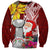 Custom Northern Mariana Islands Christmas Sweatshirt Funny Santa Hug Latte Stone Ylang-ylang and Polynesia Pattern Red LT03 Unisex Red - Polynesian Pride