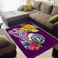 Custom Northern Mariana Islands Christmas Area Rug Funny Santa Hug Latte Stone Ylang-ylang and Polynesia Pattern Pink LT03 - Polynesian Pride