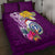 Custom Northern Mariana Islands Christmas Quilt Bed Set Funny Santa Hug Latte Stone Ylang-ylang and Polynesia Pattern Pink LT03 - Polynesian Pride