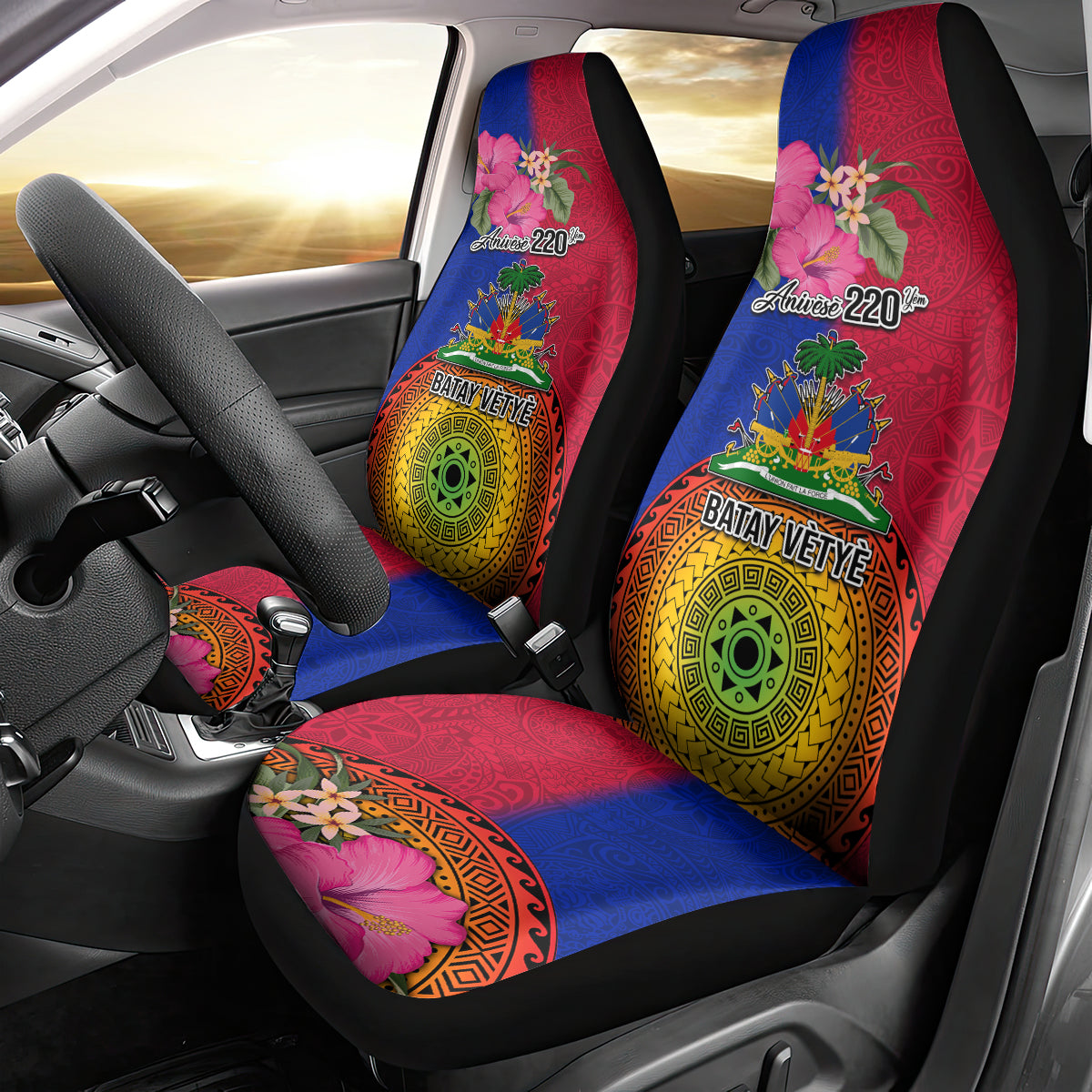 Haiti Car Seat Cover Choeblack Dashiki Style Red Color LT03 main image 0