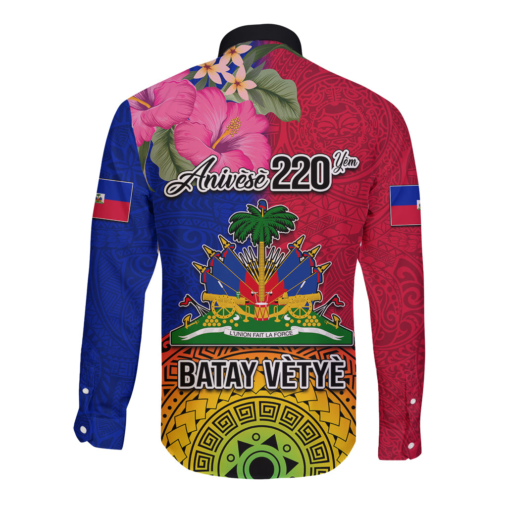 Haiti Battle of Vertieres Long Sleeve Button Shirt The Haitian Revolution 220th Anniversary Polynesian Style LT03 - Polynesian Pride