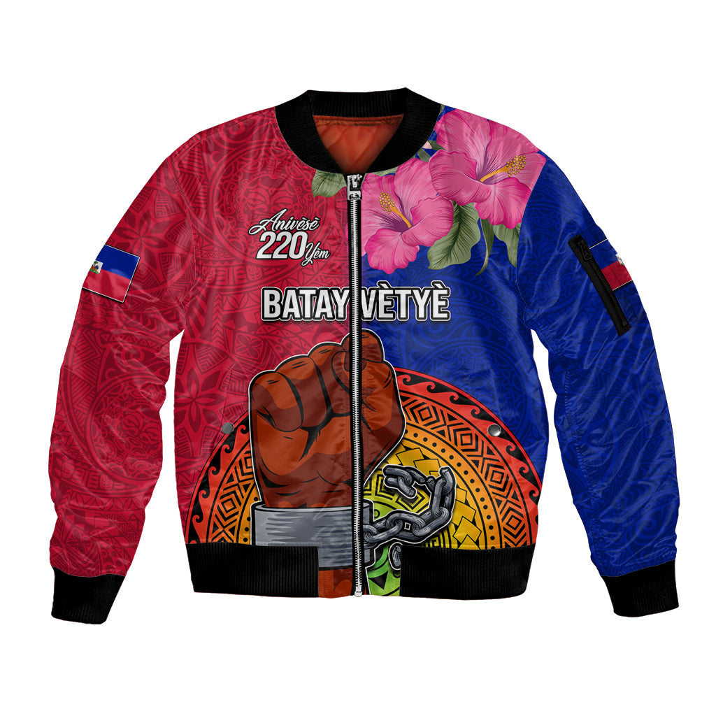 Haiti Battle of Vertieres Sleeve Zip Bomber Jacket The Haitian Revolution 220th Anniversary Polynesian Style LT03 Unisex Red - Polynesian Pride