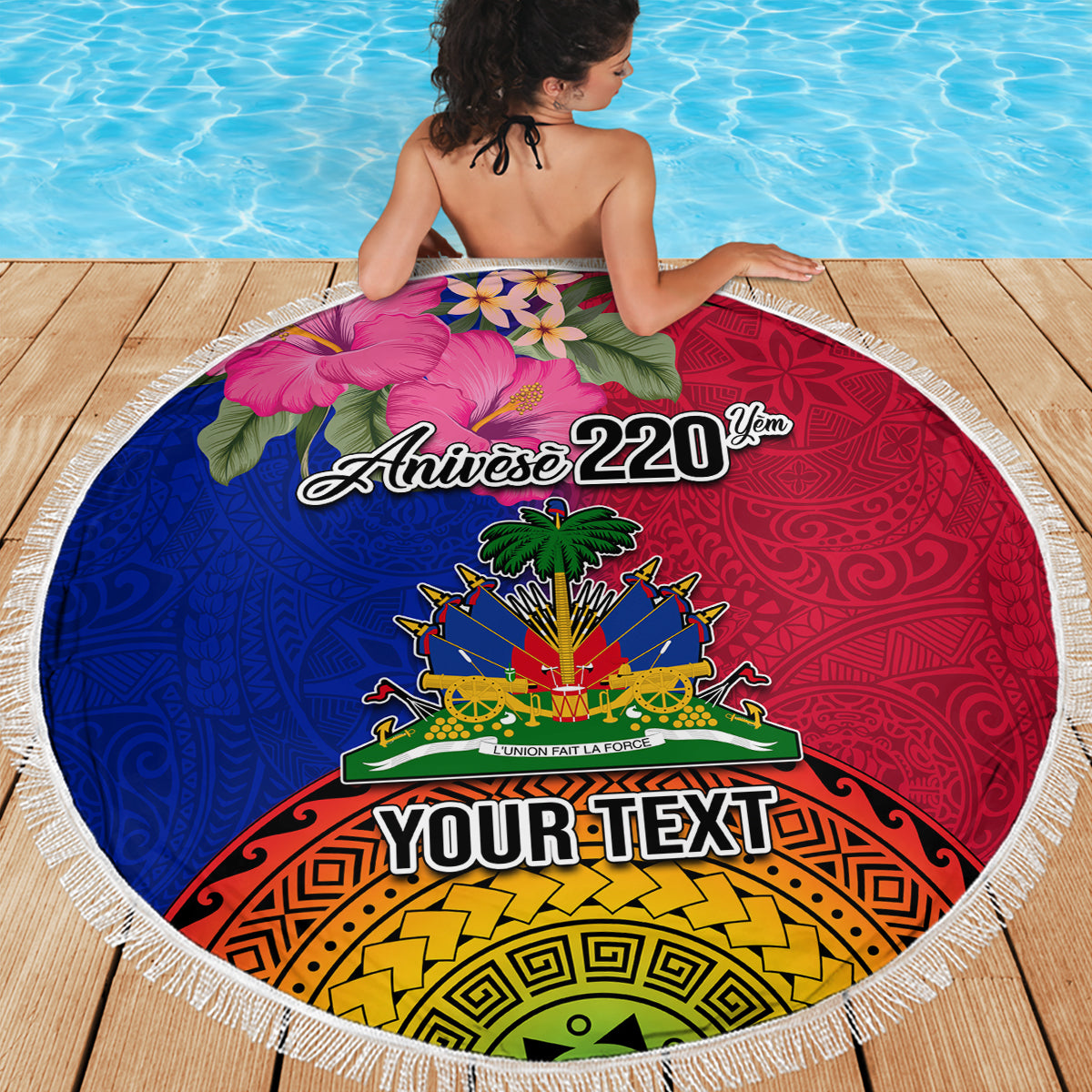 Personalised Haiti Battle of Vertieres Beach Blanket The Haitian Revolution 220th Anniversary Polynesian Style LT03 - Polynesian Pride