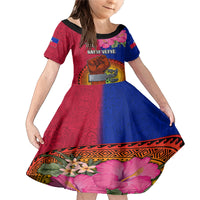 Personalised Haiti Battle of Vertieres Family Matching Mermaid Dress and Hawaiian Shirt The Haitian Revolution 220th Anniversary Polynesian Style LT03 Daughter's Dress Red - Polynesian Pride