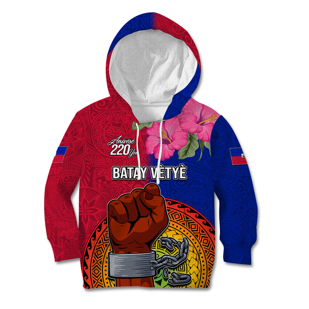Personalised Haiti Battle of Vertieres Kid Hoodie The Haitian Revolution 220th Anniversary Polynesian Style LT03 Hoodie Red - Polynesian Pride