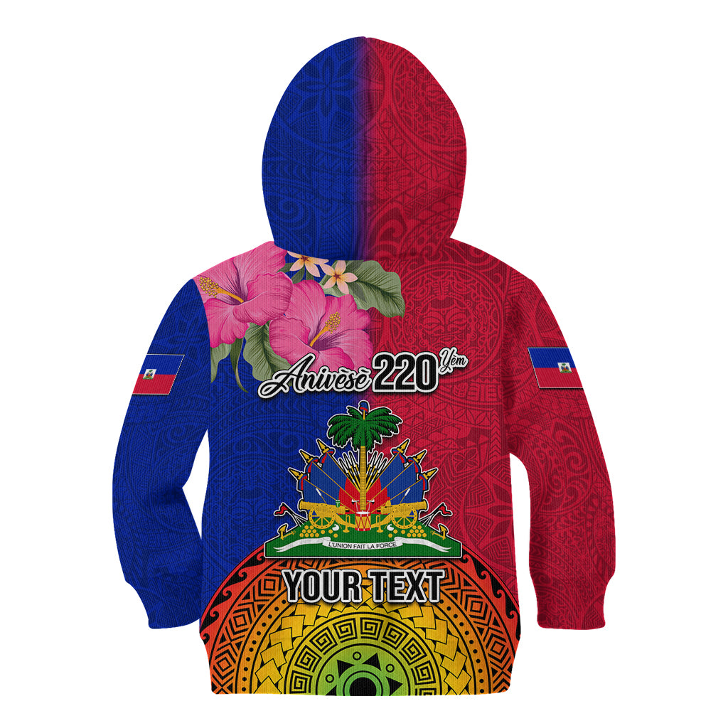 Personalised Haiti Battle of Vertieres Kid Hoodie The Haitian Revolution 220th Anniversary Polynesian Style LT03 - Polynesian Pride