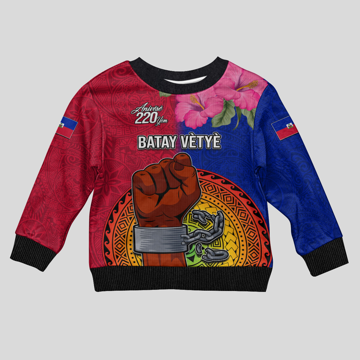 Personalised Haiti Battle of Vertieres Kid Ugly Christmas Sweater The Haitian Revolution 220th Anniversary LT03 Kid Red - Polynesian Pride