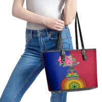Personalised Haiti Battle of Vertieres Leather Tote Bag The Haitian Revolution 220th Anniversary Polynesian Style LT03 - Polynesian Pride