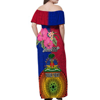 Personalised Haiti Battle of Vertieres Off Shoulder Maxi Dress The Haitian Revolution 220th Anniversary Polynesian Style LT03 - Polynesian Pride