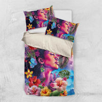 Polynesian Women Bedding Set Tropical Plant - Vibrant Surreal Dreamscape Vibe