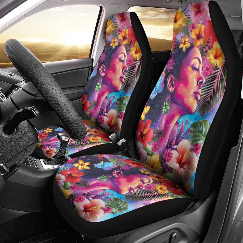 Polynesian Women Car Seat Cover Tropical Plant - Vibrant Surreal Dreamscape Vibe