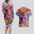 Polynesian Women Couples Matching Long Sleeve Bodycon Dress and Hawaiian Shirt Tropical Plant - Vibrant Surreal Dreamscape Vibe