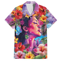 Polynesian Women Family Matching Short Sleeve Bodycon Dress and Hawaiian Shirt Tropical Plant - Vibrant Surreal Dreamscape Vibe