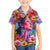 Polynesian Women Family Matching Short Sleeve Bodycon Dress and Hawaiian Shirt Tropical Plant - Vibrant Surreal Dreamscape Vibe