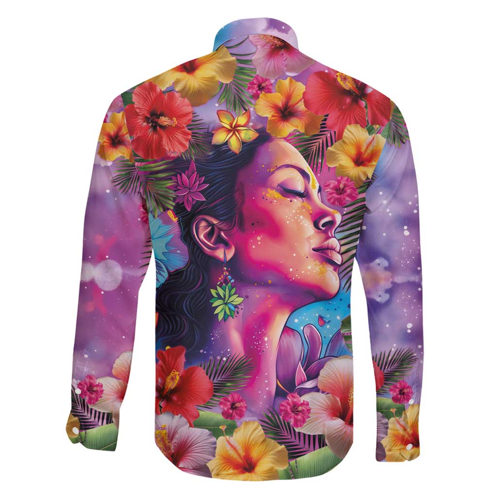 Polynesian Women Family Matching Summer Maxi Dress and Hawaiian Shirt Tropical Plant - Vibrant Surreal Dreamscape Vibe