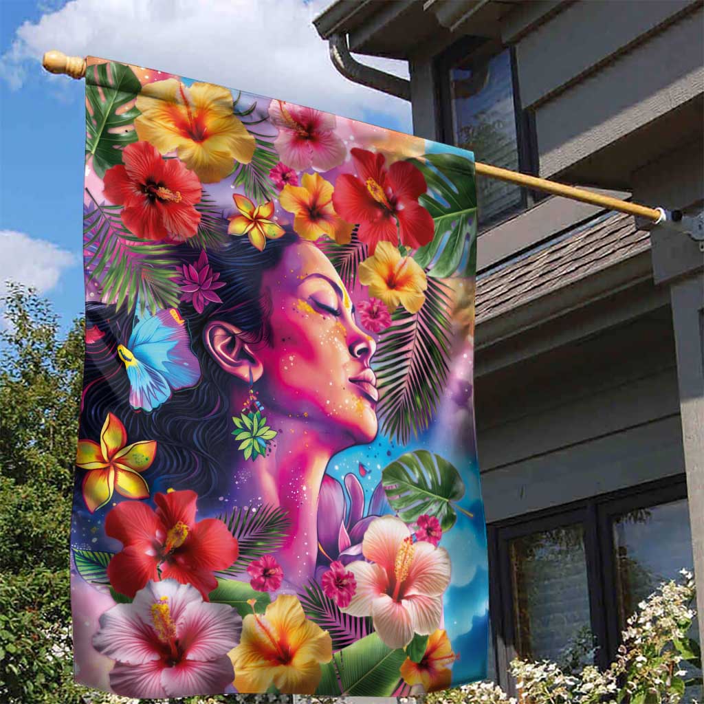 Polynesian Women Garden Flag Tropical Plant - Vibrant Surreal Dreamscape Vibe LT03 - Polynesian Pride