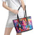 Polynesian Women Leather Tote Bag Tropical Plant - Vibrant Surreal Dreamscape Vibe